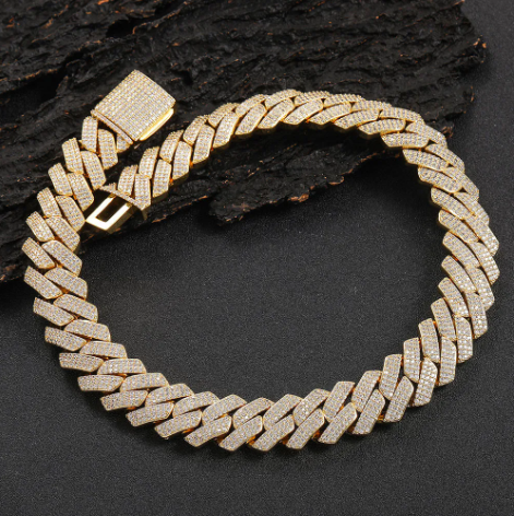 Luxury Cuban Link Bracelet | VVS Moissanite | White & Rose Gold Plated