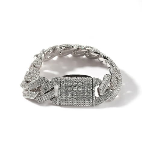 Luxury Cuban Link Bracelet | VVS Moissanite | White & Rose Gold Plated