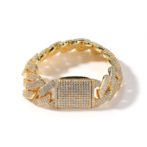 Luxury Cuban Link Bracelet | VVS Moissanite | White & Rose Gold Plated